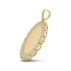 2.99 CTTW Oval Diamond Cluster Frame Pendant in 10K Yellow Gold thumbnail 2