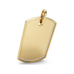 1.91 CTTW Diamond Dog Tag Pendant | Engravable Mens Tag in 10K Yellow Gold thumbnail 3
