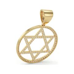 2.83 CTTW Diamond Star of David Pendant Necklace in 10K Yellow Gold thumbnail 3