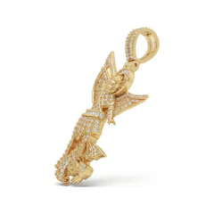 0.83 CTTW Diamond Archangel Michael Pendant in 14K Yellow Gold thumbnail 2