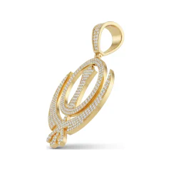 3.02 CTTW Diamond Khanda Pendant - Sikh Symbol Necklace in 14K Yellow Gold thumbnail 2