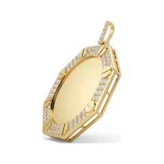 3.52 CTTW Octagon Diamond Frame Photo Pendant in 10K Yellow Gold thumbnail 2