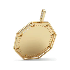 3.52 CTTW Octagon Diamond Frame Photo Pendant in 10K Yellow Gold thumbnail 3