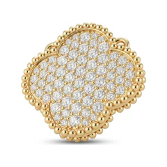 0.86 CTTW Diamond Clover Pendant | Pave Four-Leaf Necklace in 10K Yellow Gold thumbnail 1
