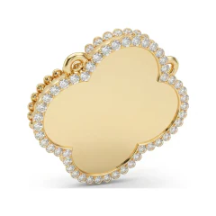 0.86 CTTW Diamond Clover Pendant | Pave Four-Leaf Necklace in 10K Yellow Gold thumbnail 3