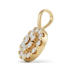0.94 CTTW Diamond Cluster Pendant - Round Pave Disc Necklace in 10K Yellow Gold thumbnail 2