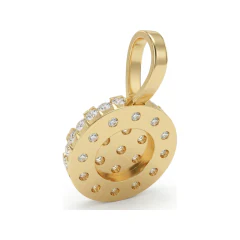 0.94 CTTW Diamond Cluster Pendant - Round Pave Disc Necklace in 10K Yellow Gold thumbnail 3