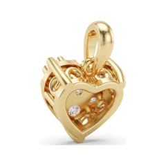 0.81 CTTW Diamond Cluster Heart Pendant | Love Necklace in 10K Yellow Gold thumbnail 3