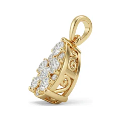 0.84 CTTW Diamond Cluster Teardrop Pendant | Pear-Shape Necklace in 10K Yellow Gold thumbnail 2