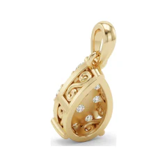 0.84 CTTW Diamond Cluster Teardrop Pendant | Pear-Shape Necklace in 10K Yellow Gold thumbnail 3