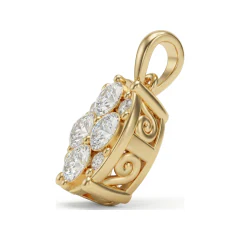 0.83 CTTW Oval Diamond Cluster Pendant with Vintage Gallery in 10K Yellow Gold thumbnail 2