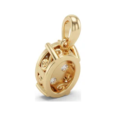 0.83 CTTW Oval Diamond Cluster Pendant with Vintage Gallery in 10K Yellow Gold thumbnail 3