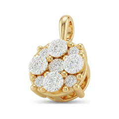 0.83 CTTW Round Diamond Cluster Pendant Necklace in 10K Yellow Gold thumbnail 1