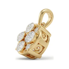 0.83 CTTW Round Diamond Cluster Pendant Necklace in 10K Yellow Gold thumbnail 2