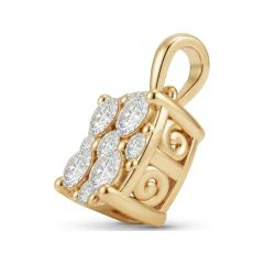 0.83 CTTW Cushion Diamond Cluster Pendant in 10K Yellow Gold thumbnail 2