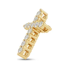 1.11 CTTW Round Diamond Cross Pendant in 10K Yellow Gold thumbnail 2