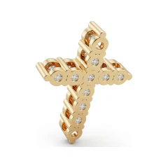 1.11 CTTW Round Diamond Cross Pendant in 10K Yellow Gold thumbnail 3