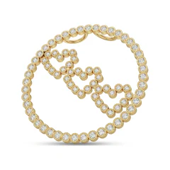 0.97 CTTW Diamond Double Heart Circle Pendant in 10K Yellow Gold thumbnail 1