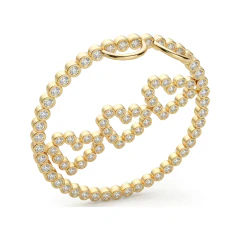 0.97 CTTW Diamond Double Heart Circle Pendant in 10K Yellow Gold thumbnail 3