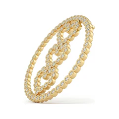 1.02 CTTW Diamond Circle Pendant with Heart Motif in 10K Yellow Gold thumbnail 2