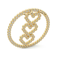 1.02 CTTW Diamond Circle Pendant with Heart Motif in 10K Yellow Gold thumbnail 3