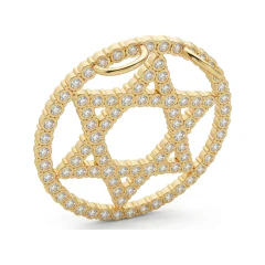 2.76 CTTW Diamond Star of David Circle Pendant in 10K Yellow Gold thumbnail 3