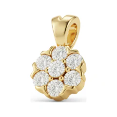 0.11 CTTW Seven-Stone Diamond Flower Cluster Pendant in 10K Yellow Gold thumbnail 1