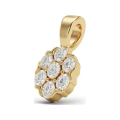 0.11 CTTW Seven-Stone Diamond Flower Cluster Pendant in 10K Yellow Gold thumbnail 2