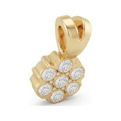 0.11 CTTW Seven-Stone Diamond Flower Cluster Pendant in 10K Yellow Gold thumbnail 3