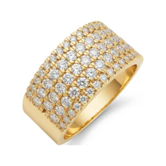 1.97 CTTW Multi-Row Pave Wide Wedding Band in 10K Yellow Gold thumbnail 2