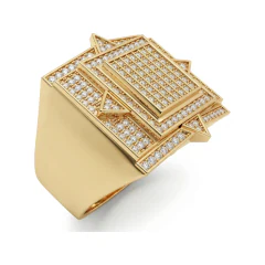 0.83 CTTW Mens Pave Star Cluster Statement Ring in 10K Yellow Gold thumbnail 2