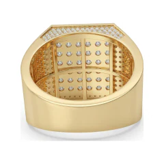 1.78 CTTW Mens Square Signet Ring with Pave Diamonds in 10K Yellow Gold thumbnail 3