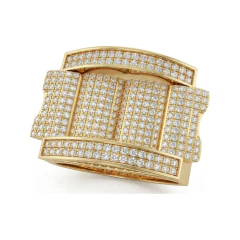 1.29 CTTW Mens Domed Cocktail Ring | Micro-Pave Statement Ring in 10K Yellow Gold thumbnail 1