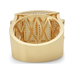 1.29 CTTW Mens Domed Cocktail Ring | Micro-Pave Statement Ring in 10K Yellow Gold thumbnail 3