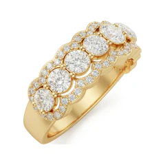 1.27 CTTW Multi-Row Micro-Pave Domed Diamond Wedding Band in 10K Yellow Gold thumbnail 2