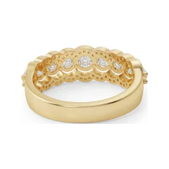1.27 CTTW Multi-Row Micro-Pave Domed Diamond Wedding Band in 10K Yellow Gold thumbnail 3