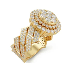 1.2 CTTW Floral Cluster Engagement Ring | Twisted Rope Shank in 10K Yellow Gold thumbnail 2
