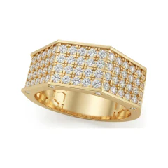 1.39 CTTW Mens Multi-Row Pave Wide Band Statement Ring in 10K Yellow Gold thumbnail 1