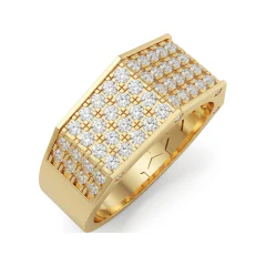1.39 CTTW Mens Multi-Row Pave Wide Band Statement Ring in 10K Yellow Gold thumbnail 2