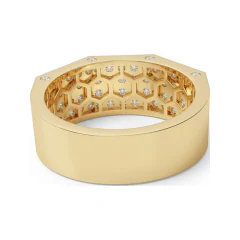1.39 CTTW Mens Multi-Row Pave Wide Band Statement Ring in 10K Yellow Gold thumbnail 3