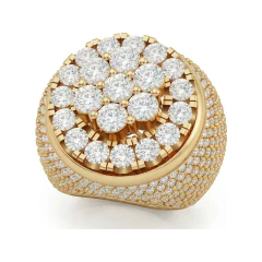 7.45 CTTW Mens Dome Cluster Pave Statement Ring in 10K Yellow Gold thumbnail 1
