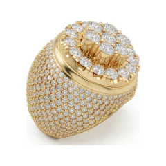 7.45 CTTW Mens Dome Cluster Pave Statement Ring in 10K Yellow Gold thumbnail 2