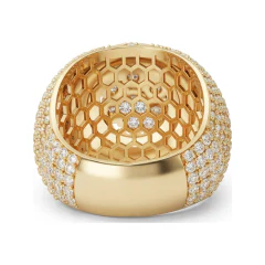 7.45 CTTW Mens Dome Cluster Pave Statement Ring in 10K Yellow Gold thumbnail 3