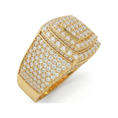3.87 CTTW Mens Pave Cocktail Statement Ring in 10K Yellow Gold thumbnail 2
