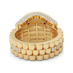 2.16 CTTW Mens Halo Micro-Pave Diamond Cocktail Ring in 10K Yellow Gold thumbnail 3