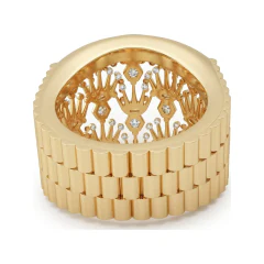 0.86 CTTW Mens Crown Signet Ring with Micro-Pave Diamonds in 10K Yellow Gold thumbnail 3