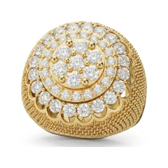 4 CTTW Bombe Dome Cluster Pave Statement Ring in 10K Yellow Gold thumbnail 1