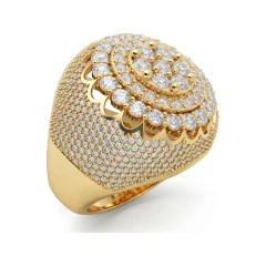 4 CTTW Bombe Dome Cluster Pave Statement Ring in 10K Yellow Gold thumbnail 2