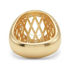 4 CTTW Bombe Dome Cluster Pave Statement Ring in 10K Yellow Gold thumbnail 3