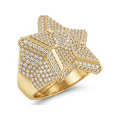2.9 CTTW Starburst Statement Ring | Baguette & Micro-Pave Ring in 10K Yellow Gold thumbnail 2